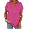 thumbnail image 1 of ​Basic Tees For Women, Cotton Short Sleeve Shirts Women Blusas Casuales De Mujer Bonitas Button Down Boho Tops Dress Dresses Summer 2025 Womens Casual Black Outfits Vacation Pink, 1 of 5