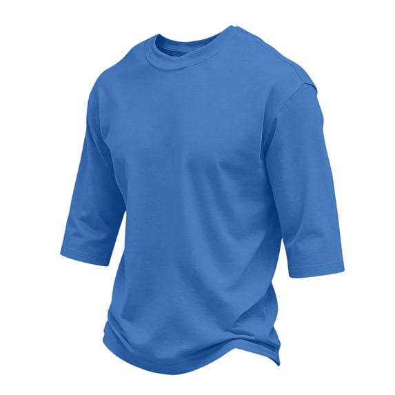 Basic Tees for Men 3/4 Sleeve Round Neck Solid T Shirts Causal Lightweight Summer and Fall Pull On Shirts, 3XL