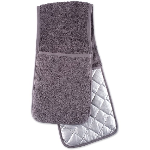 Basic Terry Collection 100% Cotton Quilted, Double Mitt, Gray