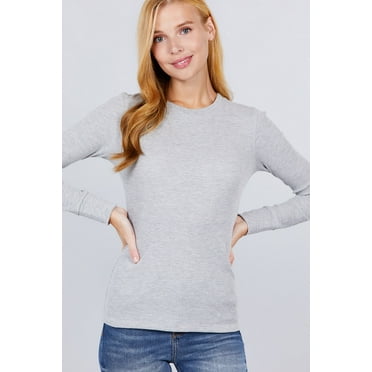 Basic Thermal Long Sleeve Knit Crew Neck T-Shirt (Women's)