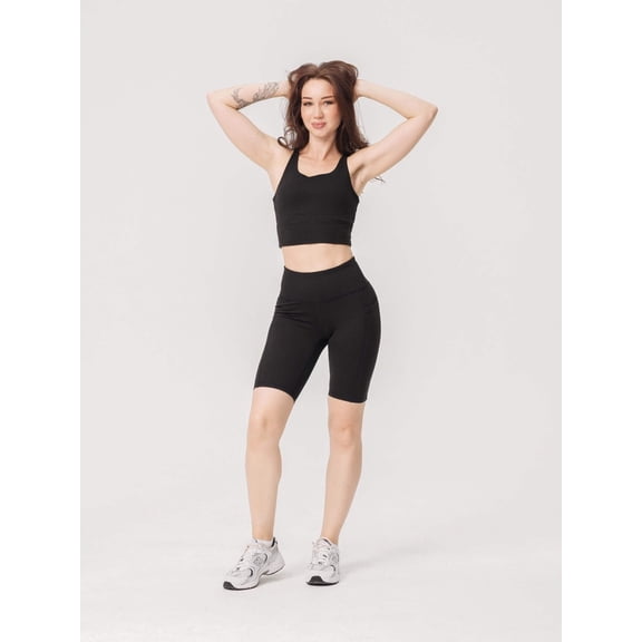 Women’s Basic Three Pockets Bike Shorts, Moisture Wicking Activewear