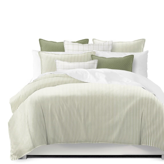 Basic Ticking Stripes Avocado Duvet Cover Set Full