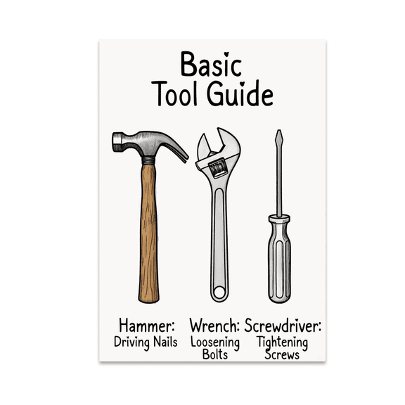 Basic Tool Guide Poster - DIY Enthusiast - 13x19 Poster Print
