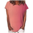 thumbnail image 1 of Basic Top for Woman Gradient Color Short Sleeve Shirt Summer Casual Round Neck Plus Size T-Shirt, 1 of 5