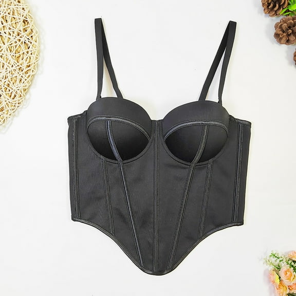 Basic Tops Women Womens Corset Top Bustier Corset Top Tight Fitting Corset Tank Top Suspender Top Solid Short Fashion Women Camisole Camisole Tops for Women Black L