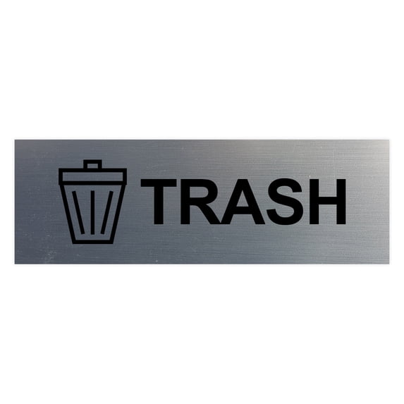 Basic Trash Sign (Brushed Silver) - Large
