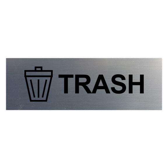 Basic Trash Sign (Brushed Silver) - Large