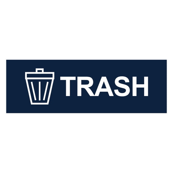 Basic Trash Sign (Navy Blue / White) - Large