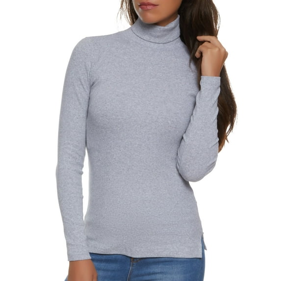 Womens Basic Turtleneck Long Sleeve Top