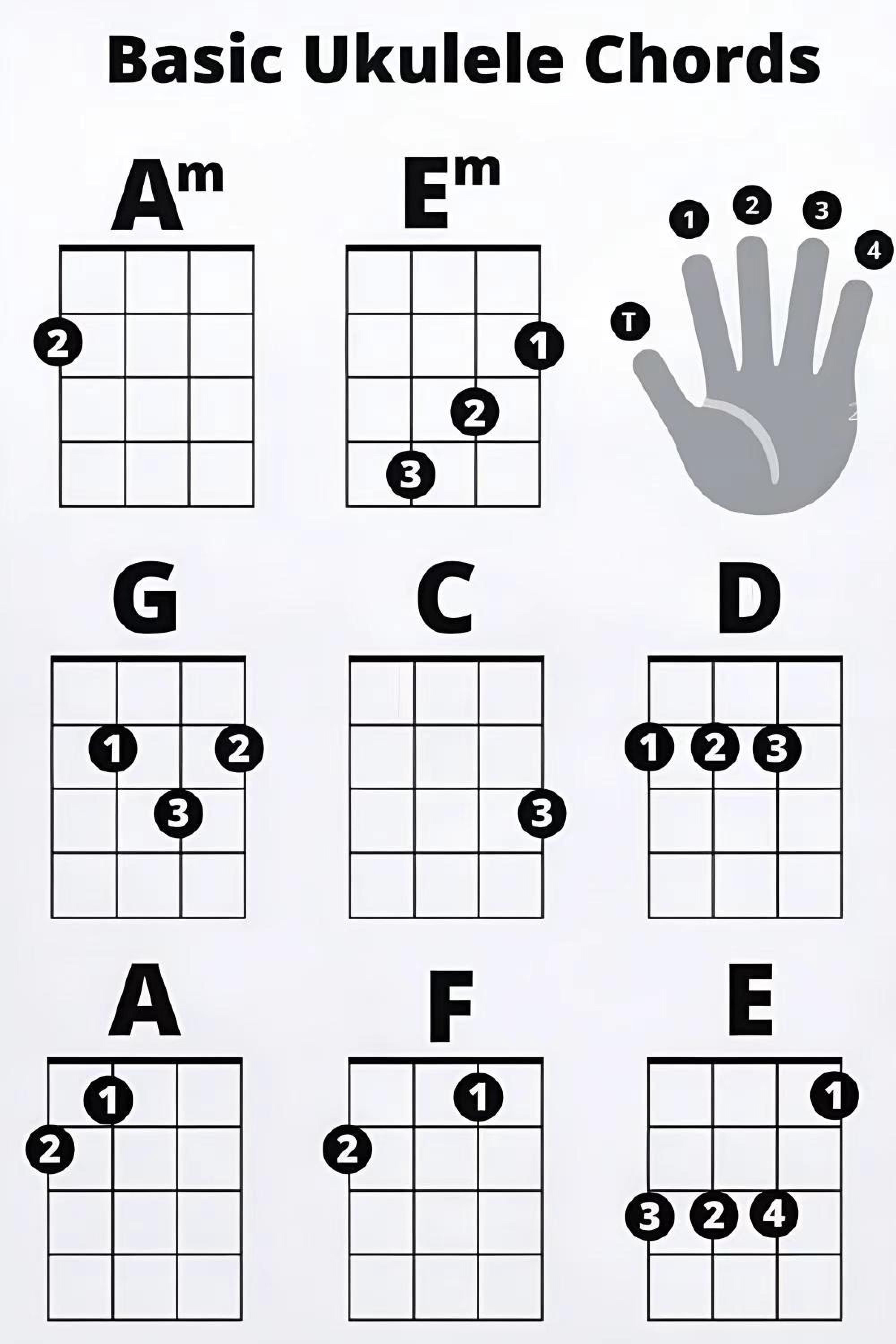 Basic Ukulele Chords Music Learning Chart theory reference studio ...