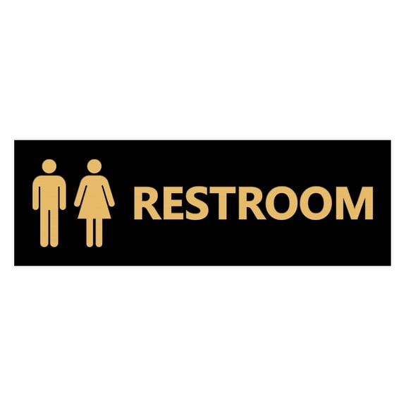 Basic Unisex Restroom Sign (Black Gold) - Medium