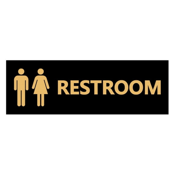 Basic Unisex Restroom Sign (Black /Gold) - Small
