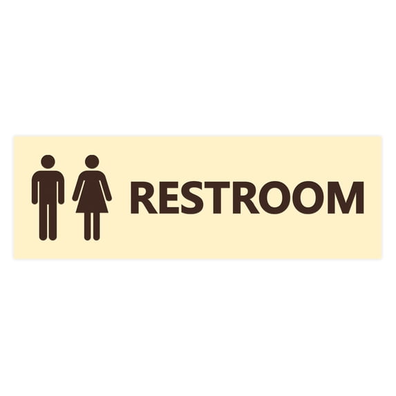 Basic Unisex Restroom Sign (Ivory/Dark Brown) - Large