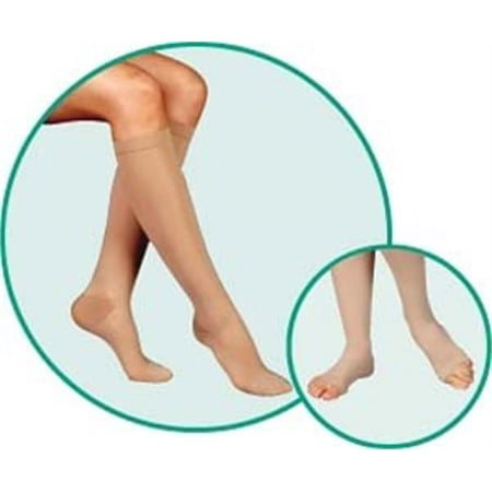 Basic Value Stockings, Model: 4411, Thigh, Regular, Open Toe, color: Beige, Silicone Border, size: