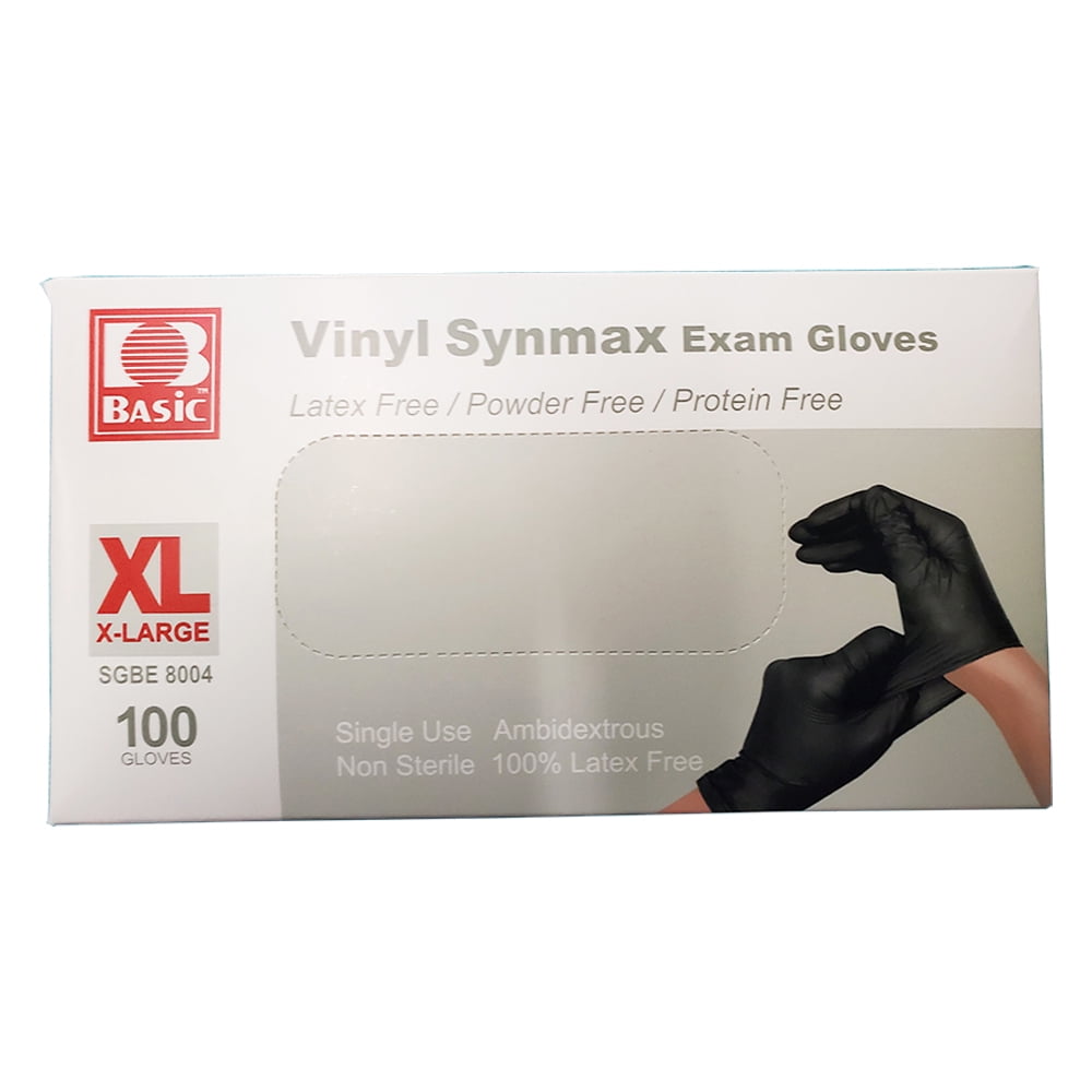 Synmax Disposable Vinyl Exam Gloves Extra Large Size, Latex & Powder
