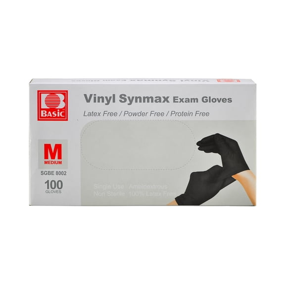 Basic Vinyl Synmax Latex Free Exam Gloves - Medium - 100 ct