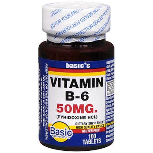 Basic Vitamins B6 50 mg Tablets 100 Tablets