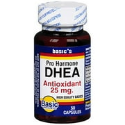 Basic Vitamins DHEA Antioxidant Capsules, 25 mg, 50 Count