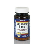 Basic Vitamins Melatonin Tablets, 5 mg, 200 Count