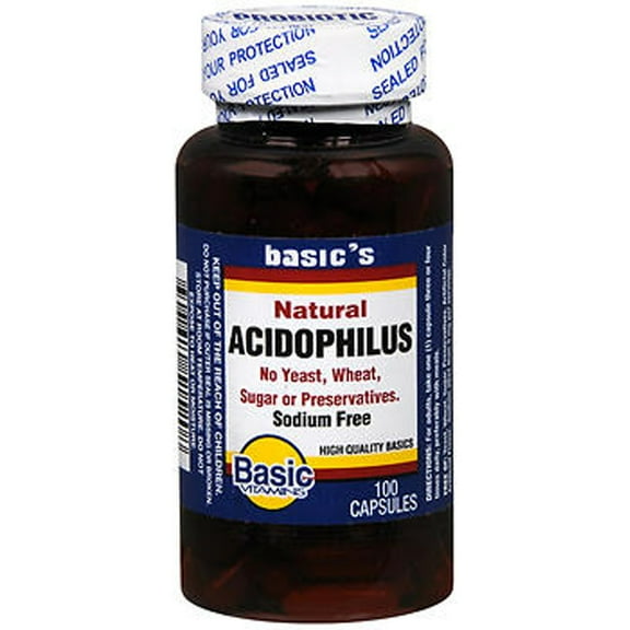 Basic Vitamins Natural Acidophilus Capsules, 100 Count