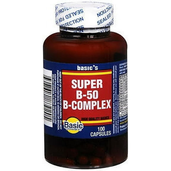 Basic Vitamins Super B-50 B-Complex Capsules - 100 ct