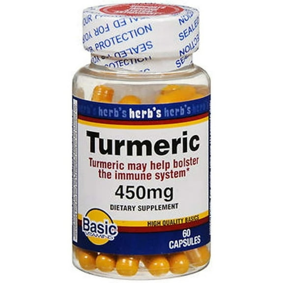Basic Vitamins Turmeric Capsules, 450 mg, 60 Count