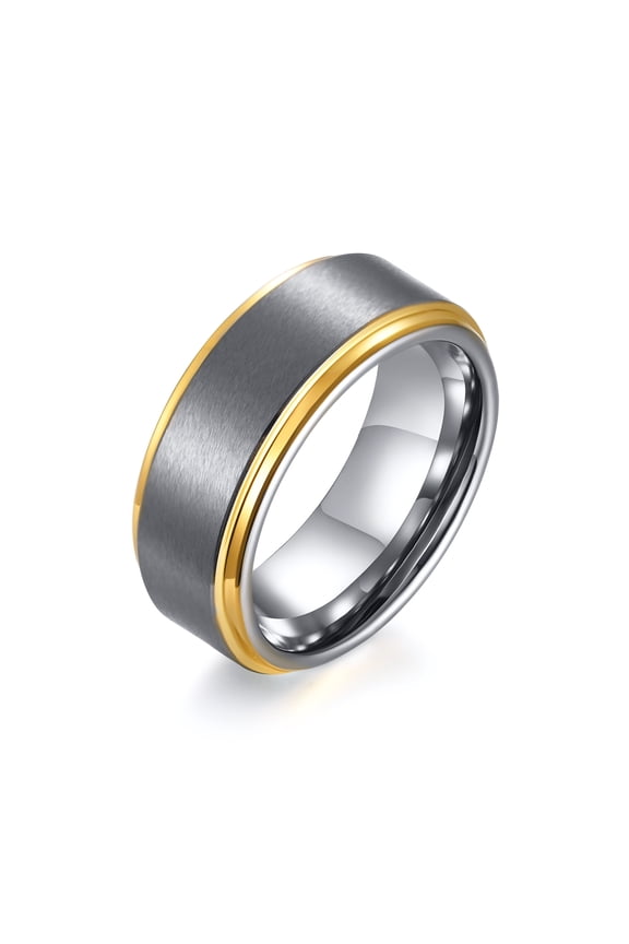 Basic Wedding Bands Rings for Men Jewelry, 8MM Wide Tungsten Carbide Matte Brushed Center Male Jewelry