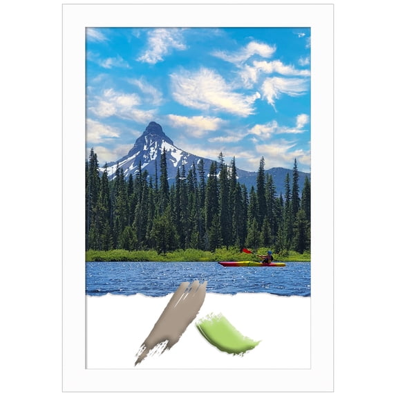 Basic White Narrow Wood Picture Frame, Photo Frame, Art Frame