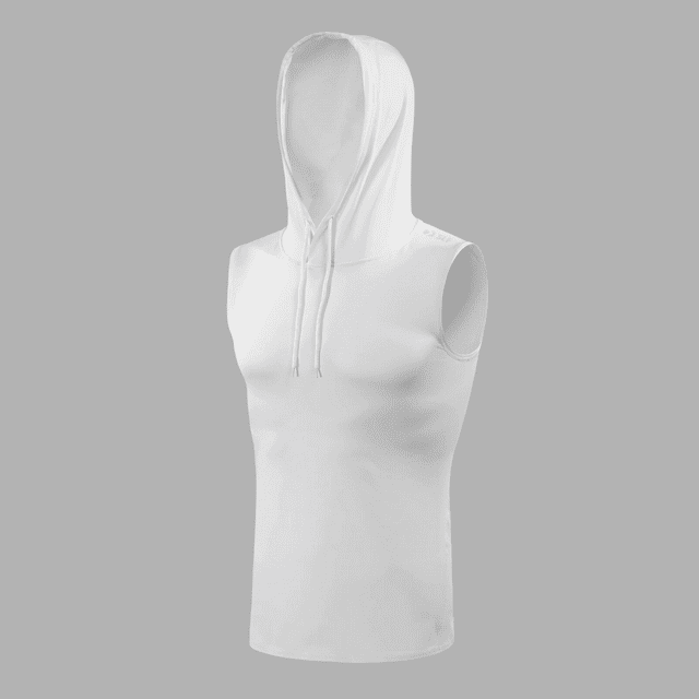 Basic White Sleeveless Compression Hoodie