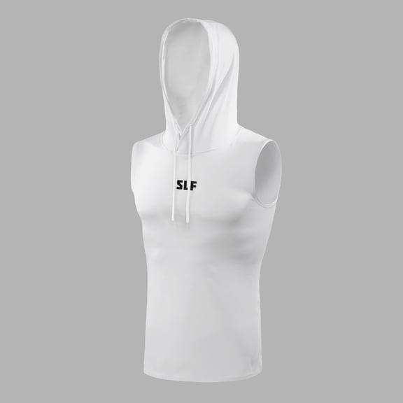 White Sleeveless Compression Hoodie