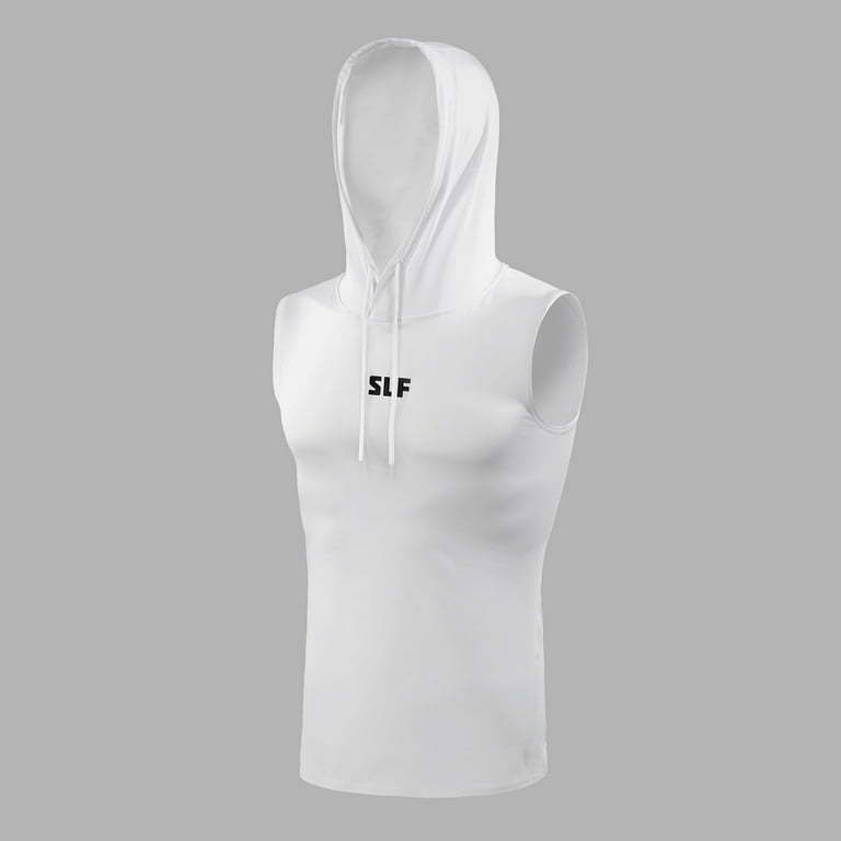 Sleeveless white hoodie sale