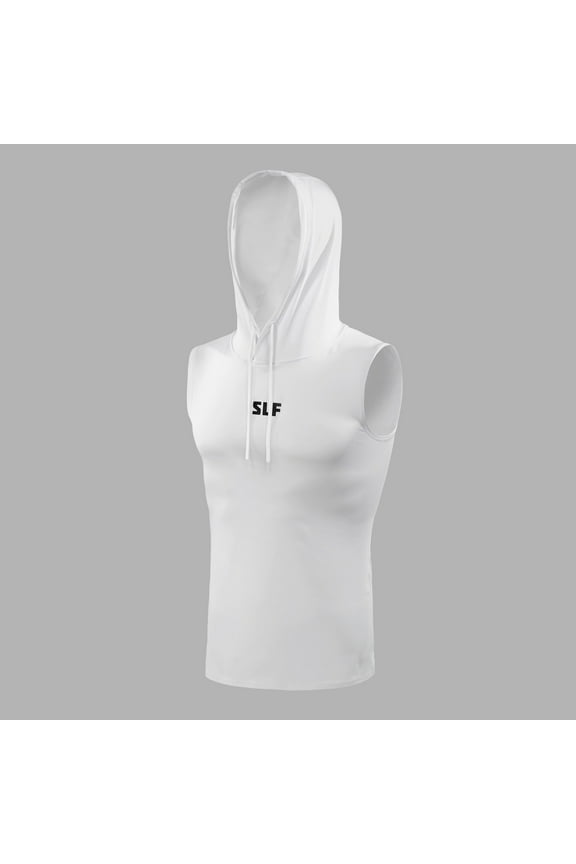 White Sleeveless Compression Hoodie