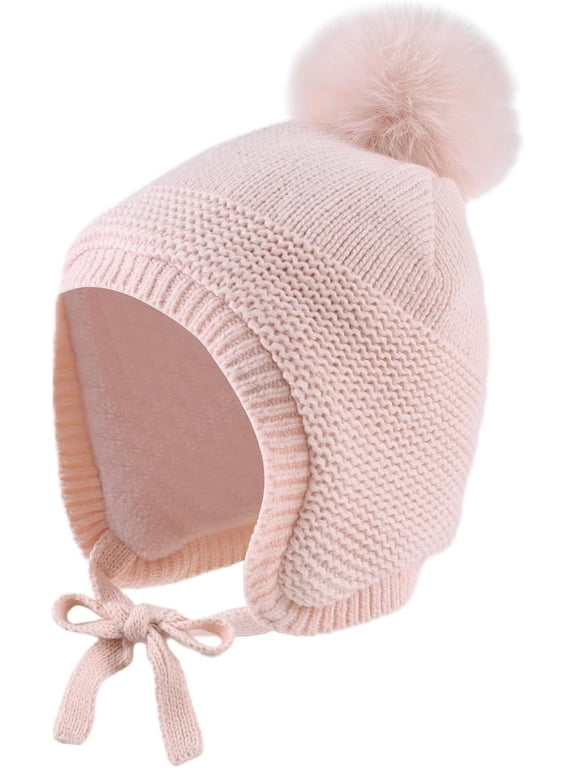 Basic Winter Baby Boys Beanie Pompom Knitted Girls Hat Kids Earflap Beanies Warm Infant Toddler Hats