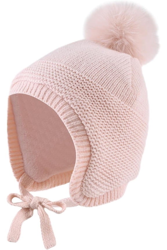 Basic Winter Baby Boys Beanie Pompom Knitted Girls Hat Kids Earflap Beanies Warm Infant Toddler Hats