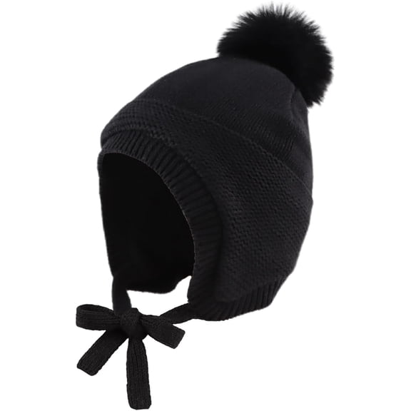 Basic Winter Baby Boys Beanie Pompom Knitted Girls Hat Kids Earflap Beanies Warm Infant Toddler Hats