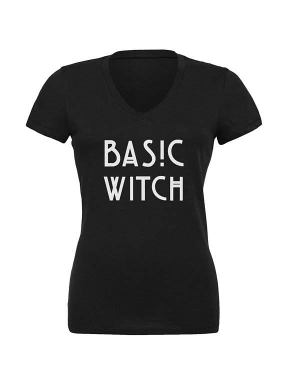 Basic Witch Black Juniors V-Neck T-Shirt - Large