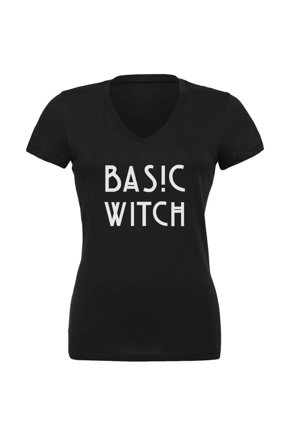 Basic Witch Black Juniors V-Neck T-Shirt - Large