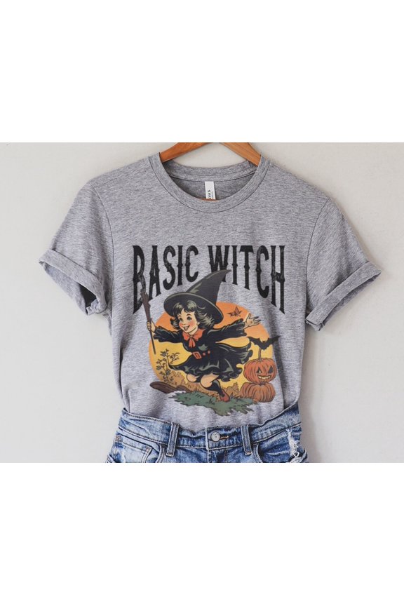 Basic Witch Cute Funny Halloween Fall Graphic Tee 1