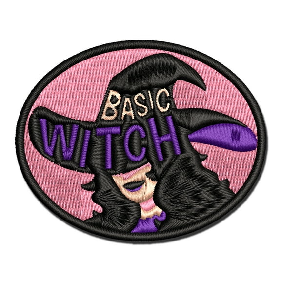 Basic Witch Goth Hat Woman Applique Multi-Color Embroidered Iron-On Patch - 3 Inch Medium
