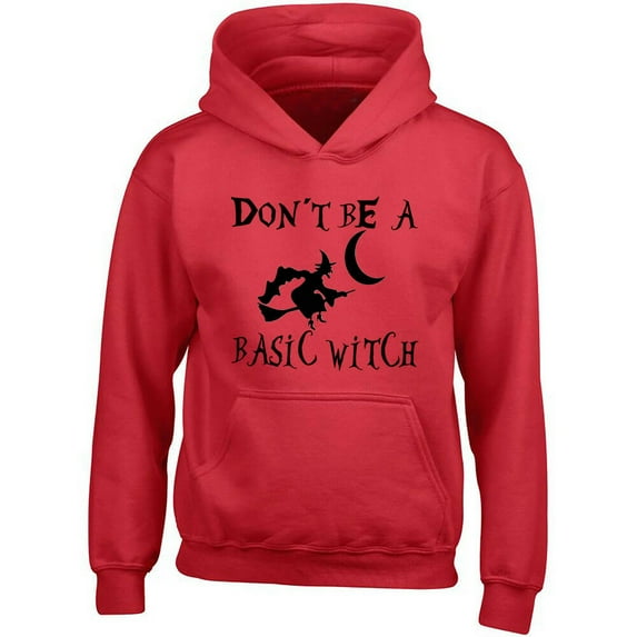 Basic Witch Printed Red Hoodie Halloween Sweatshirt Small