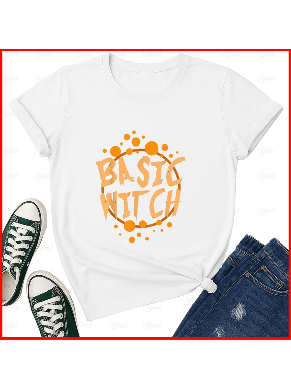 Basic Witch Spooky Season Vintage Graphic Halloween T-Shirt,S-5XL