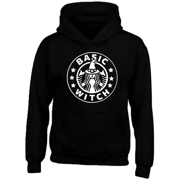 Basic Witch Star Logo Funny Boo Halloween Design Black Sweatshirt Hoodie Unisex Small