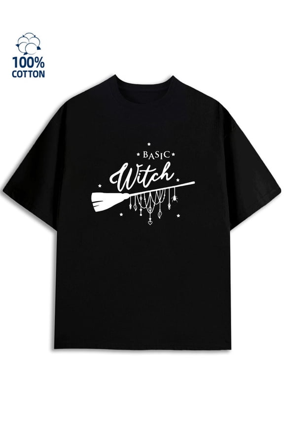 Basic Witch Tee men's 180G 100% Cotton black Fashion Unisex Shirt Graphic Tee tshirts Vintage Unisex Shirt Graphic tshirts Classic Unisex Shirt Printed tshirts Funny Unisex Shirt Short Sleeve tshirts
