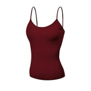 Basic Women Camisole Cami Built-In Shelf Bra Adjst Strap Tank Top - Junior Size