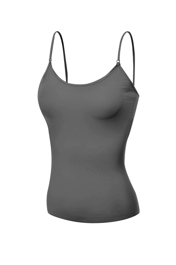 Basic Women Camisole Cami Built-In Shelf Bra Adjst Strap Tank Top - Junior Size