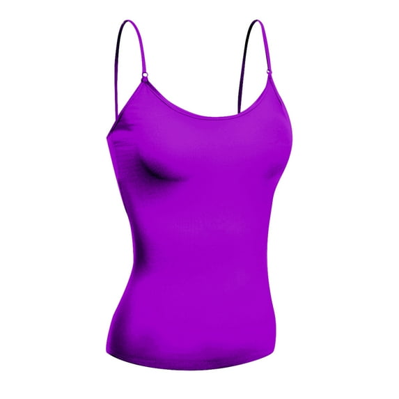 Basic Women Camisole Cami Built-In Shelf Bra Adjst Strap Tank Top - Junior Size