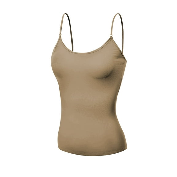 Basic Women Camisole Cami Built-In Shelf Bra Adjst Strap Tank Top - Junior Size