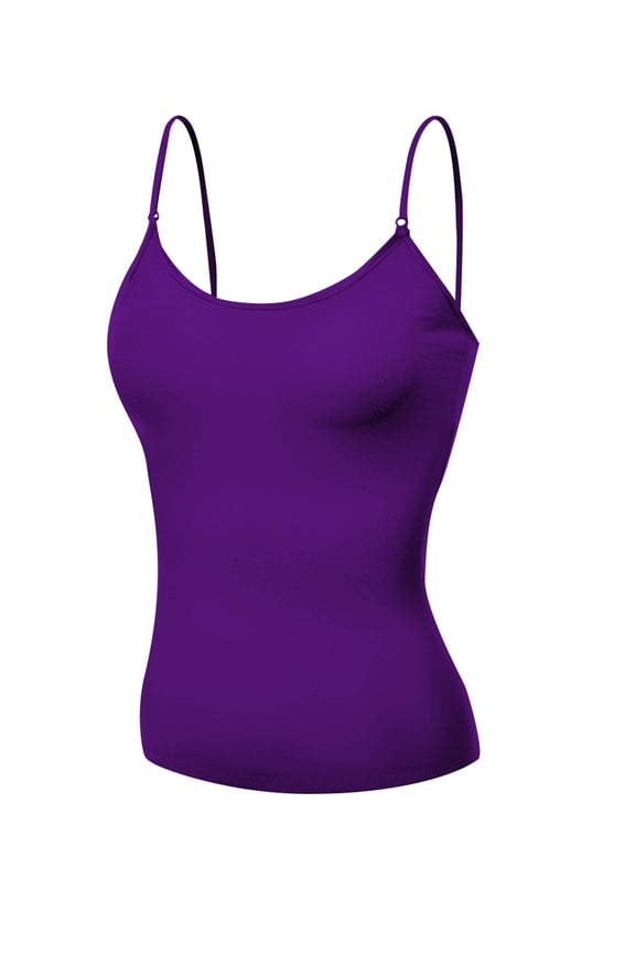 Basic Women Camisole Cami Built-In Shelf Bra Adjst Strap Tank Top - Junior Size