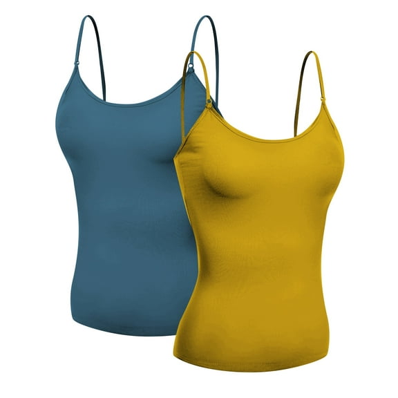 Basic Women Camisole Cami Built-In Shelf Bra Adjst Strap Tank Top - Junior Size