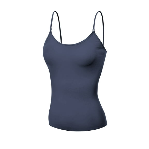 Basic Women Camisole Cami Built-In Shelf Bra Adjst Strap Tank Top - Junior Size